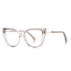 Greek Key Cat Eye Blue Light Blocking Glasses in Translucent Smoke Grey