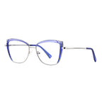 Cutout Wing Butterfly Blue Light Blocking Glasses in Translucent Royal Indigo Blue & Silver