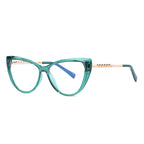 Studded Brow Cat Eye Blue Light Blocking Glasses