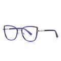 Chic Metal Cat Eye Blue Light Blocking Glasses in Cobalt Blue &amp; Silver