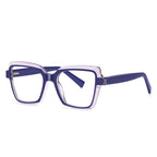 Layered Crystal Square Blue Light Blocking Glasses in Royal Indigo Blue with Crystal Halo