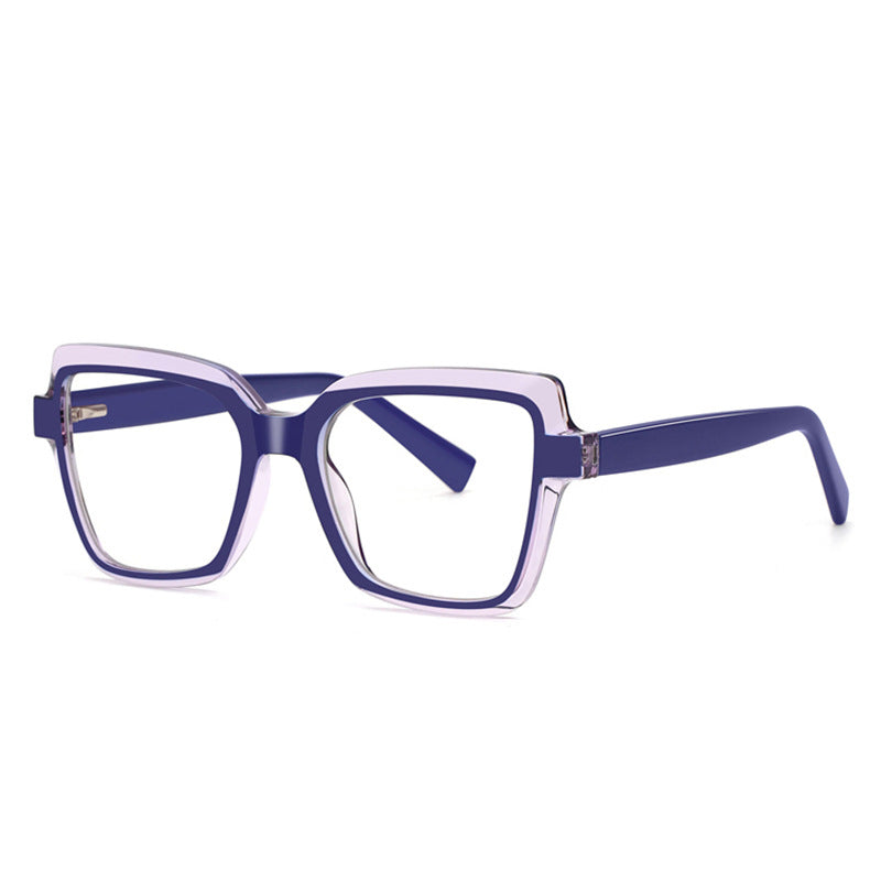 Layered Crystal Square Blue Light Blocking Glasses in Royal Indigo Blue with Crystal Halo