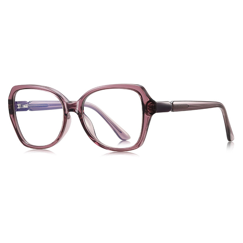 Barrel Hinge Butterfly Blue Light Blocking Glasses in Translucent Mauve Purple with Purple Barrel Hinge