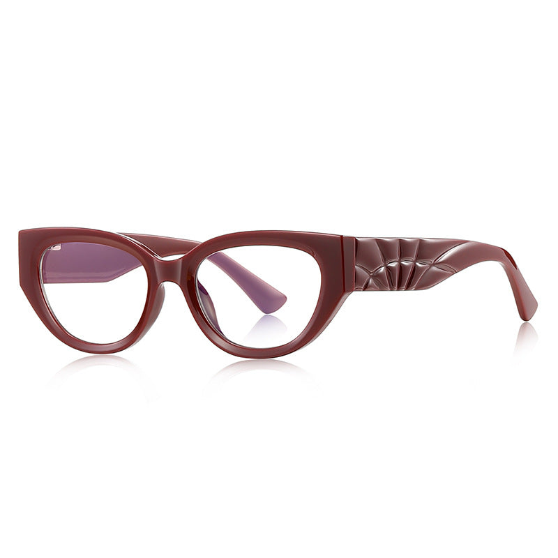 Fan Temple Cat Eye Blue Light Blocking Glasses in Nude Tan