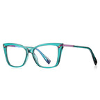 Pyramid Rivet Cat Eye Blue Light Blocking Glasses in Emerald Teal
