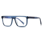 Basketweave Temple Flat Top Blue Light Blocking Glasses in Matte Black
