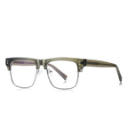 Semi-Rimless Browline Square Blue Light Blocking Glasses in Sage Green