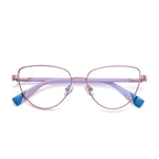 Colorblock Spliced Butterfly Blue Light Blocking Glasses in Silver with Lavender/Turquoise Temples