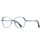 Fluted Corner Metal Butterfly Spring Hinge Blue Light Blocking Glasses in Slate Blue and Violet with Black Tips