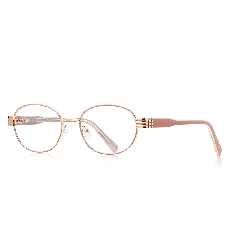 Vintage Metal Oval Blue Light Blocking Glasses in Rose Gold &amp; Blush Pink