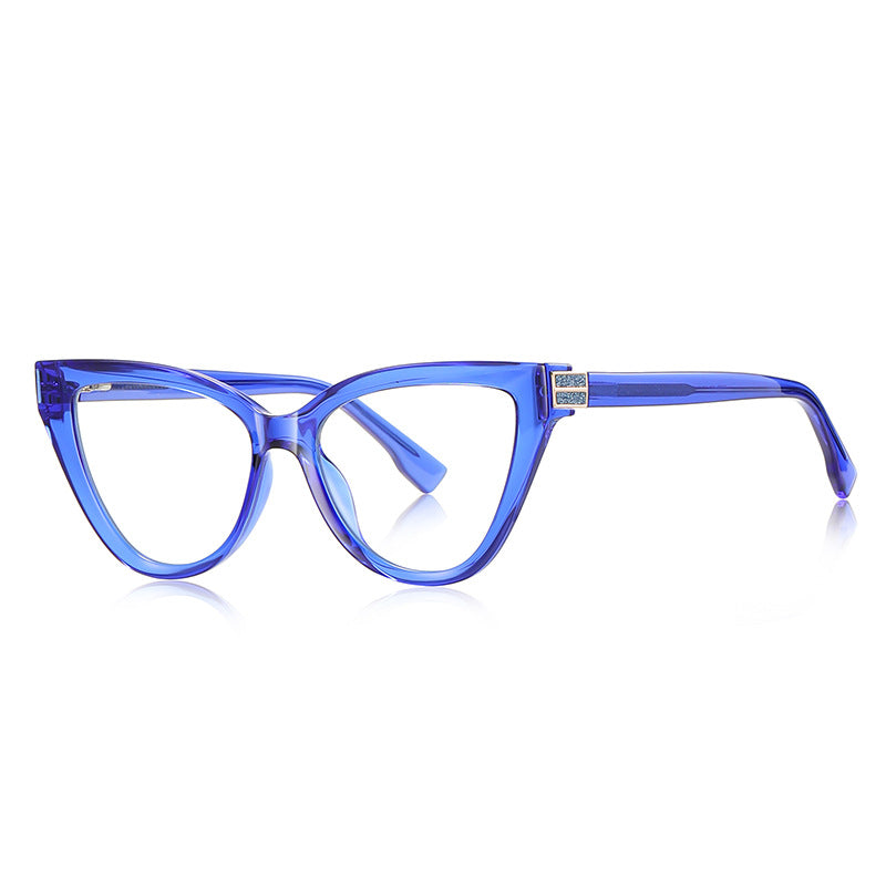 Pavé Bar Cat Eye Blue Light Blocking Glasses in Royal Cobalt Blue