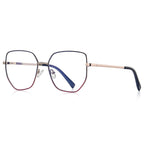 Slim Metal Butterfly Blue Light Blocking Glasses in Gunmetal with Berry Wine Enamel Rim