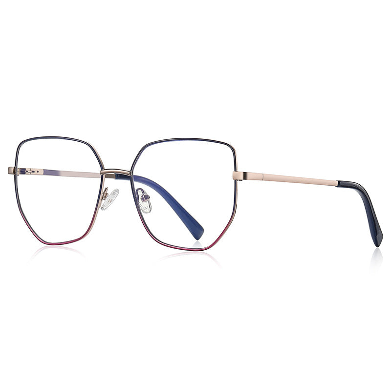 Slim Metal Butterfly Blue Light Blocking Glasses in Gunmetal with Berry Wine Enamel Rim
