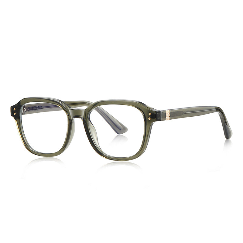 Double-Bar Hinge Square Blue Light Blocking Glasses in Translucent Green