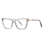 Classic Cat-Eye Acetate Gold Metal Hinge Blue Light Blocking Glasses in Transparent Grey