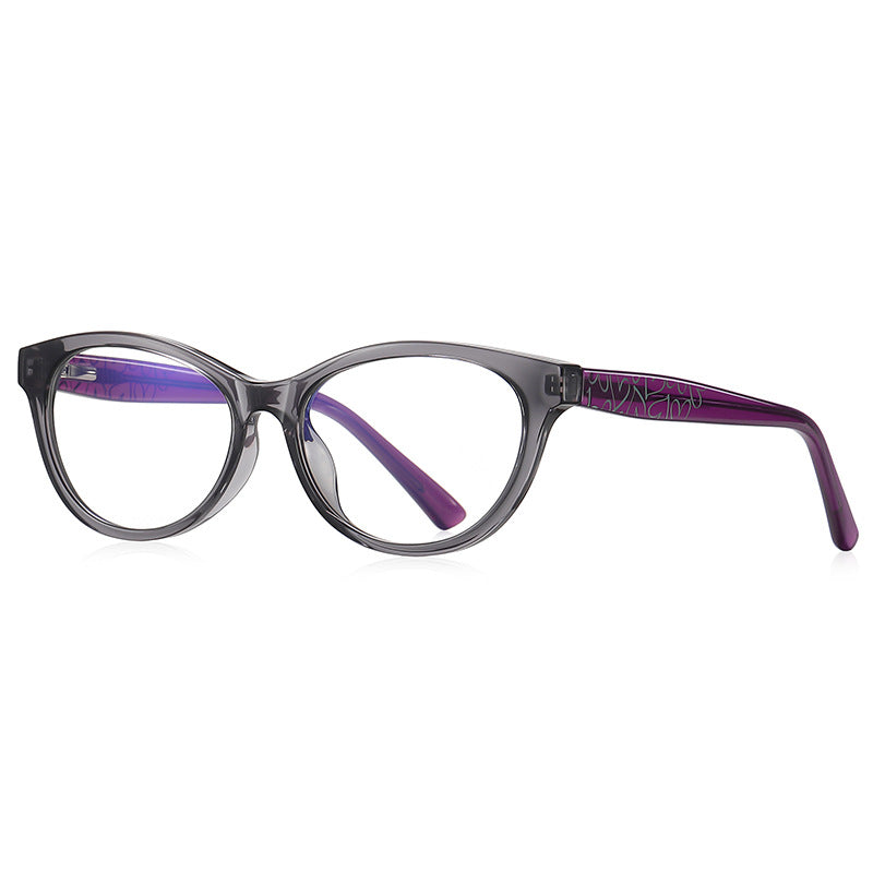 Graffiti Temple Cat Eye Blue Light Blocking Glasses in Smoke Grey & Violet