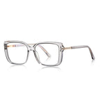 Gold Accent Square Blue Light Blocking Glasses in Smoke Grey & Gold