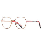 Colorblock Temple Geometric Square Spring Hinge Blue Light Glasses in Rose Gold with Blush Pink and Black Temples