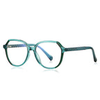 Braided Temple Geometric Blue Light Blocking Glasses in Emerald Teal Green
