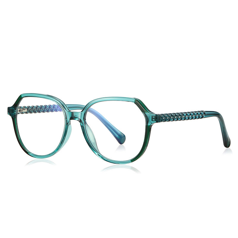 Braided Temple Geometric Blue Light Blocking Glasses in Emerald Teal Green