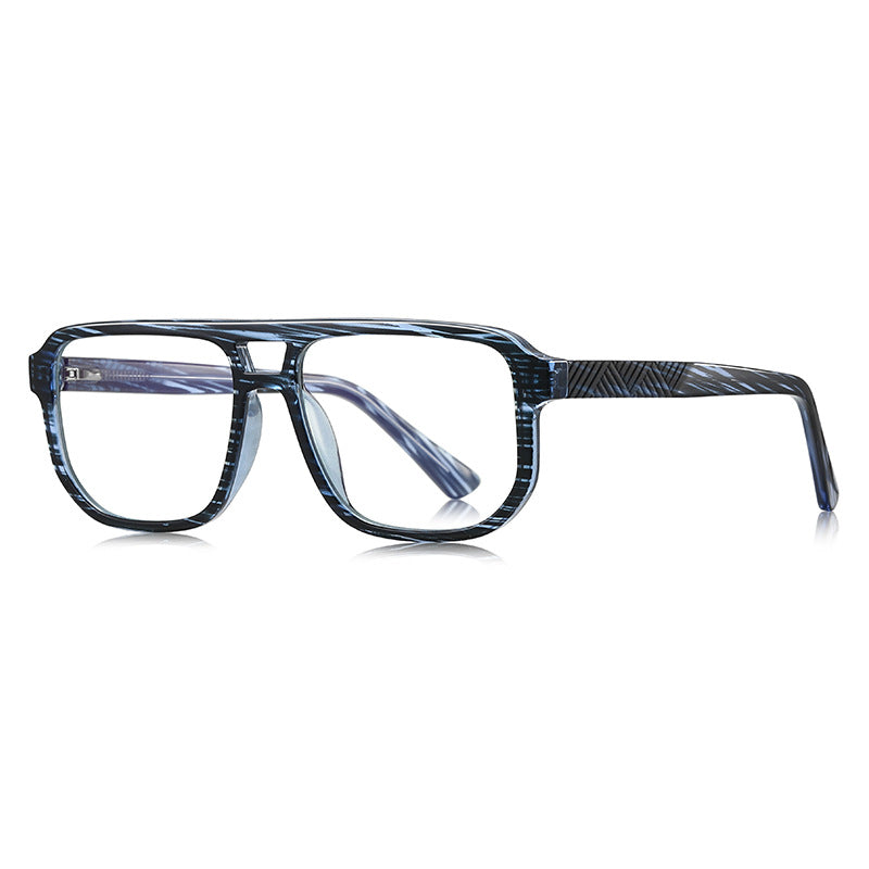 Chevron Temple Navigator Blue Light Blocking Glasses in Blue Striated Horn