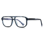 Chevron Temple Navigator Blue Light Blocking Glasses in Blue Striated Horn