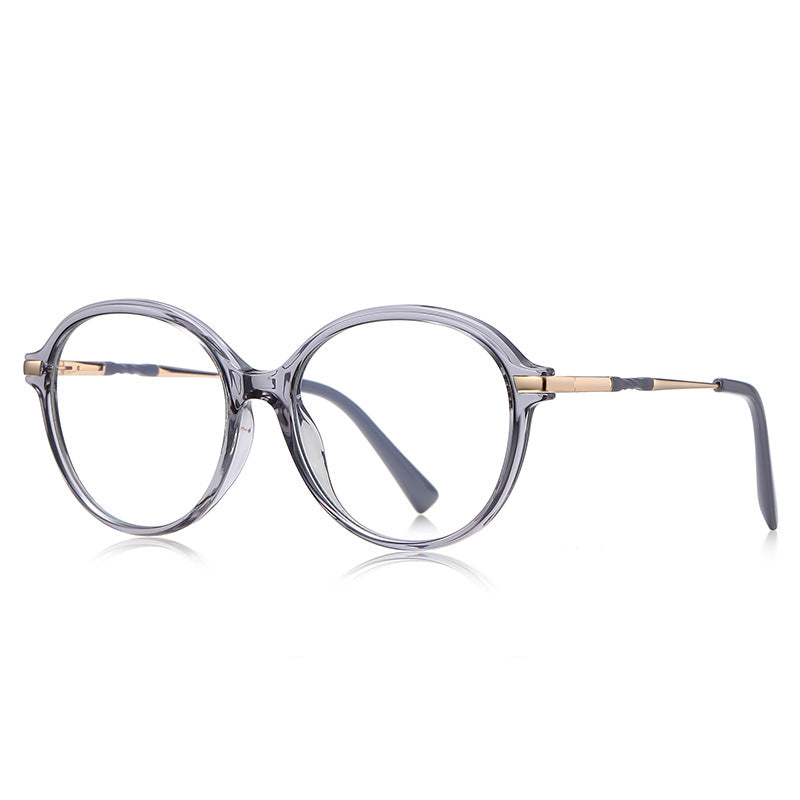 Twisted Temple Round Blue Light Blocking Glasses in Smoke Grey & Gold