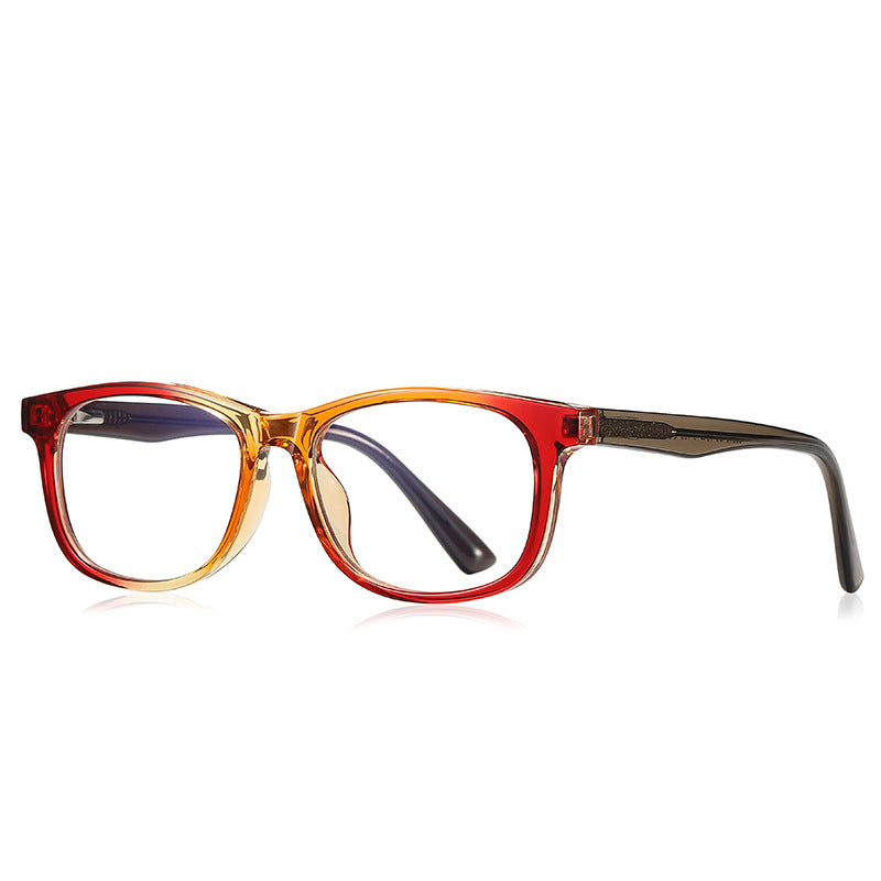 Gradient Square Blue Light Blocking Glasses in Crimson Red & Amber Yellow