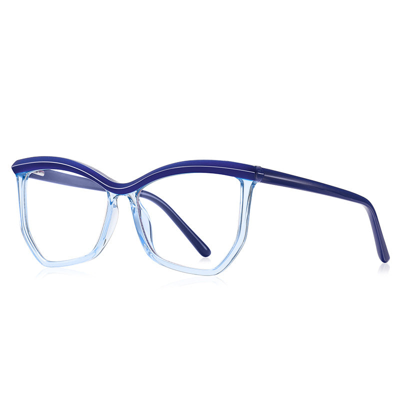 Arched Brow Butterfly Blue Light Blocking Glasses in Cobalt Blue & Clear