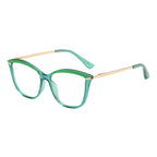 Browline Cat Eye Blue Light Blocking Glasses in Aqua Green