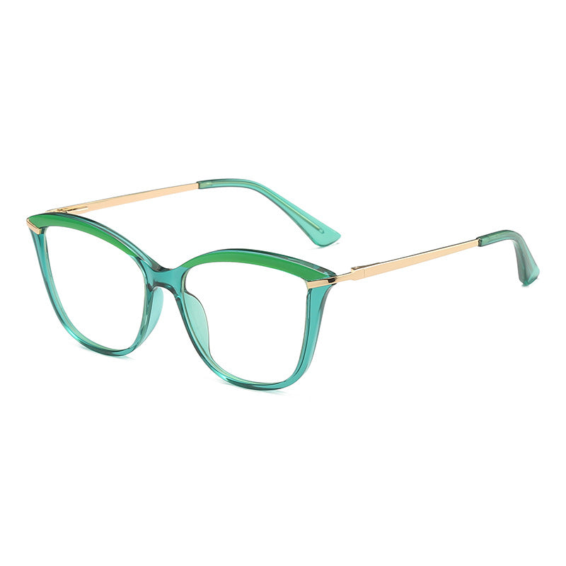 Browline Cat Eye Blue Light Blocking Glasses in Aqua Green