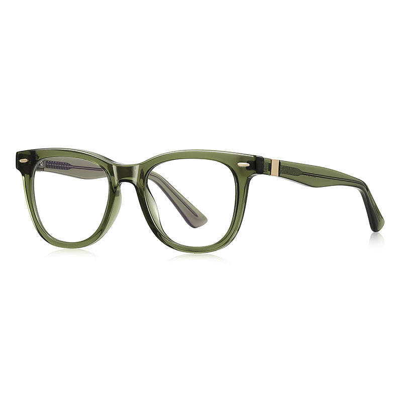 Metal Band Square Blue Light Blocking Glasses in Olive Green