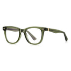 Metal Band Square Blue Light Blocking Glasses in Olive Green