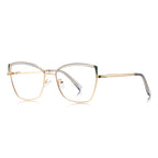 Triangle Wing Butterfly Blue Light Blocking Glasses in Gold with Green Brow & Triangle Wingtips