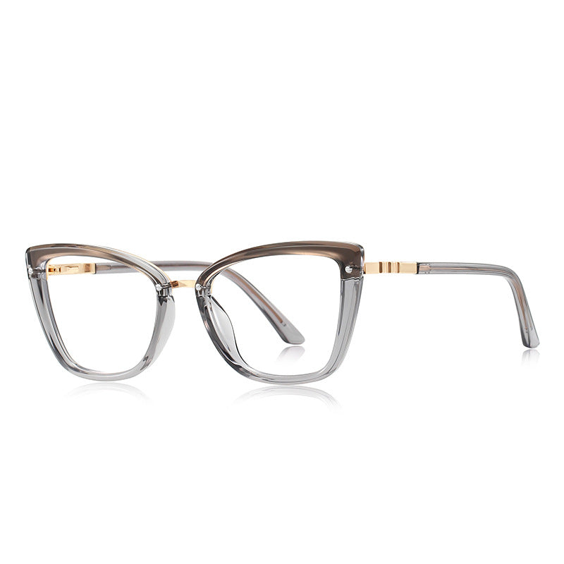 Gold Arch Bridge Cat Eye Blue Light Blocking Glasses in Smoke Grey