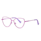 LENSVA Winged Wire Cat Eye Spring Hinge Glasses in Lavender Violet & Purple