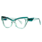 Two-Tone V-Brow Cat Eye Blue Light Blocking Glasses in Mint & Teal