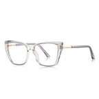 Geometric Link Cat Eye Blue Light Blocking Glasses in Translucent Smoke Grey