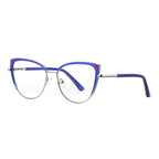 Colorblock Wingtip Cat Eye Blue Light Blocking Glasses in Royal Blue & Red