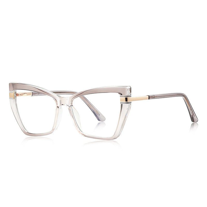 Winged T-Bar Cat Eye Blue Light Blocking Glasses in Smoke Grey & Gold