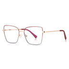 LENSVA Enamel Rim Metal Square Spring Hinge Glasses in Wine Red & Rose Gold