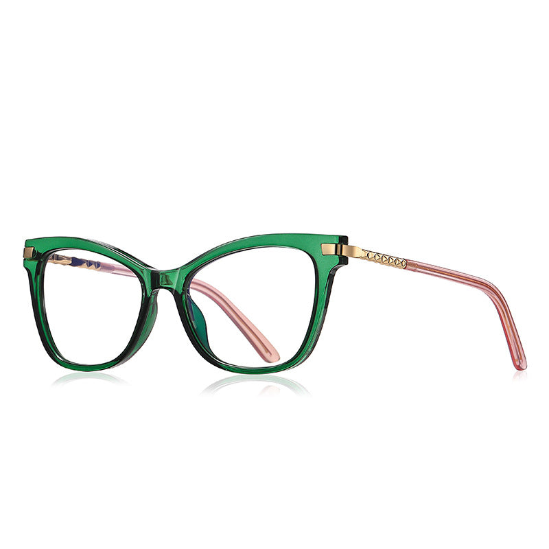 Twisted Rope Cat Eye Blue Light Blocking Glasses in Emerald Green