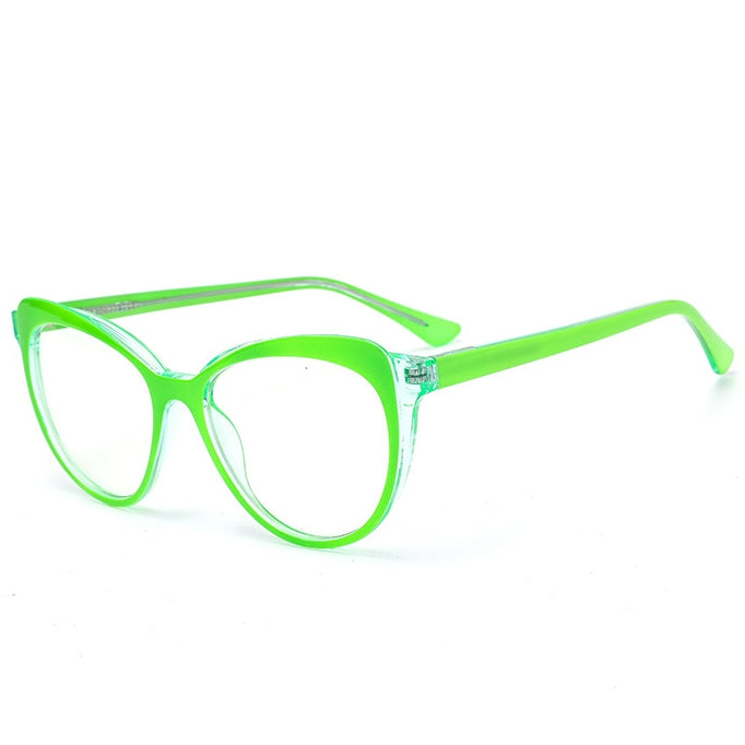 Dual-Layer Cat Eye Spring Hinge Blue Light Blocking Glasses in Electric Lime Green and Crystal Clear