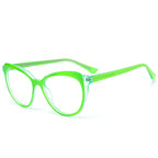 Dual-Layer Cat Eye Spring Hinge Blue Light Blocking Glasses in Electric Lime Green and Crystal Clear