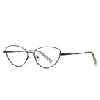 Knotted Temple Metal Cat Eye Blue Light Blocking Glasses in Matte Black & Green
