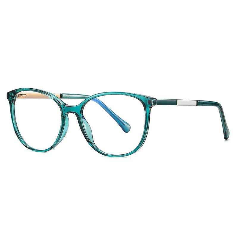 Color Inset Round Blue Light Blocking Glasses in Emerald Teal