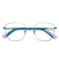 Dipped Tip Metal Butterfly Blue Light Blocking Glasses in Teal Blue with Pink Dipped Tips