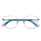 Dipped Tip Metal Butterfly Blue Light Blocking Glasses in Teal Blue with Pink Dipped Tips