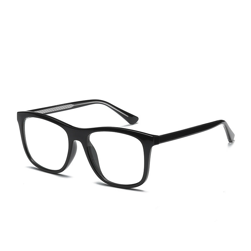 Textured Core Flat Top Square Blue Light Blocking Glasses in Glossy Jet Black