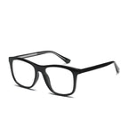 Textured Core Flat Top Square Blue Light Blocking Glasses in Glossy Jet Black